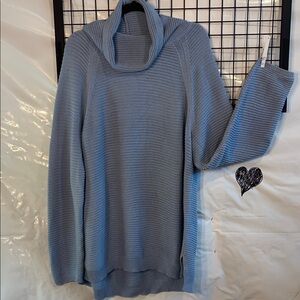 Kenneth Cole Dusty Blue Ribbed Cowl Neck Sweater